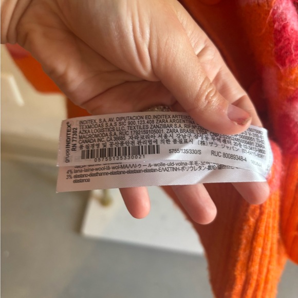 Zara Geometric Patterned Orange and Pink Women's Sweater size S - Picture 4 of 5